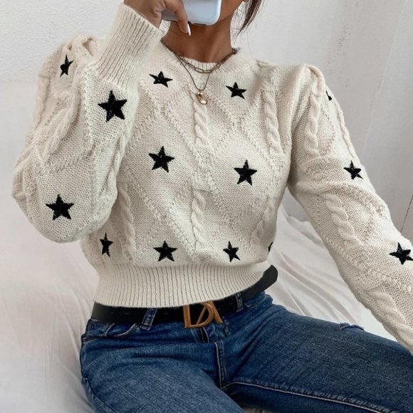 . Sweaters - White Preppy Womens Sweater